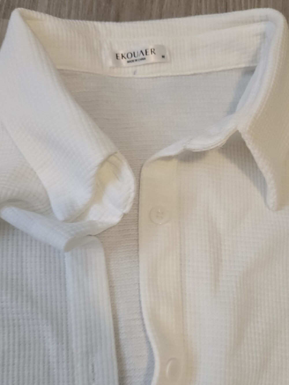 White Short Sleeve Button-Up Top & Shorts Set - Picture 5 of 6